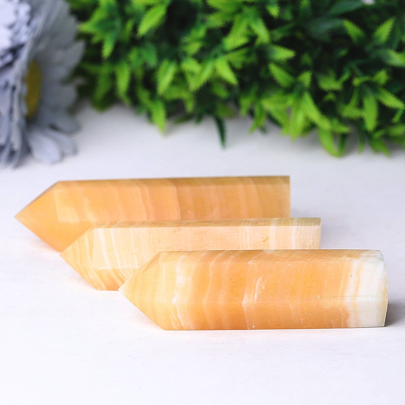 Set of 3 Honey Calcite Towers Points Bulk Best Crystal Wholesalers