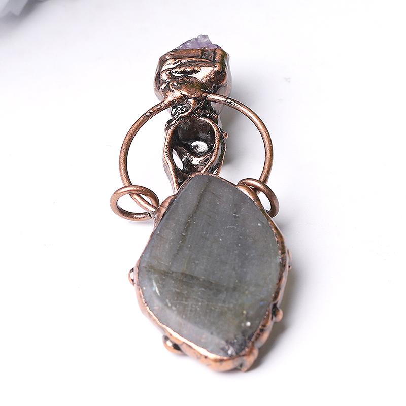 2.5" Labradorite with Amethyst Pendant for Jewelry DIY Best Crystal Wholesalers