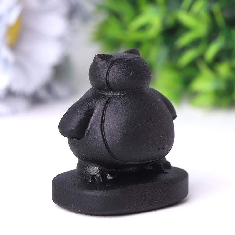 2" Black Obsidian Snorlax Crystal Carvings Cartoon Bulk Best Crystal Wholesalers