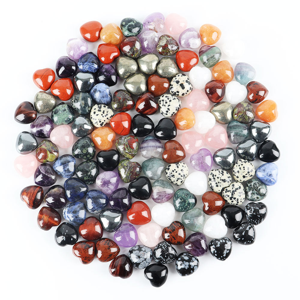 20mm Mini Natural Crystal Heart Best Crystal Wholesalers Rose quartz Clear Quartz Amethyst Deam Amethyst Fluorite Red Aventurine Tiger's Eye Red Sandstone Red Jasper Red Tiger's Eye Mahongany Sodalite Kambaba Drangon Blood Stone Dalmatian Pyrite