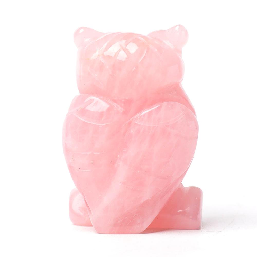 2.0" Rose Quartz Owl Figurine Crystal Carvings Animal Bulk Best Crystal Wholesalers