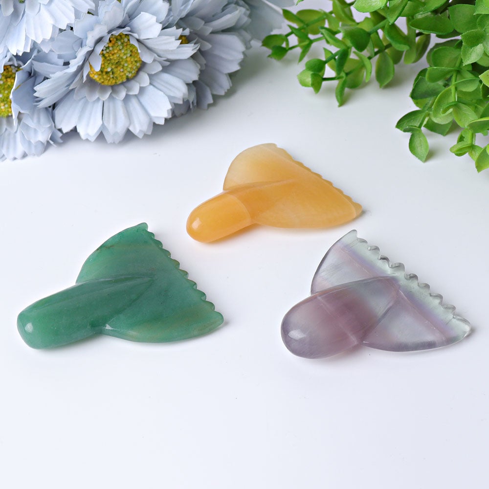 2.2" Fish Tail Crystal Carvings Animal Bulk Best Crystal Wholesalers Yellow Calcite Fluorite Green Aventurine Purple Mica