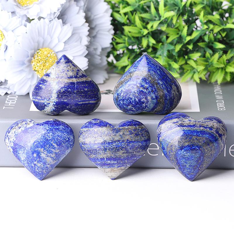 2.0-2.5" Lapis Heart Shape Crystal Carvings Best Crystal Wholesalers