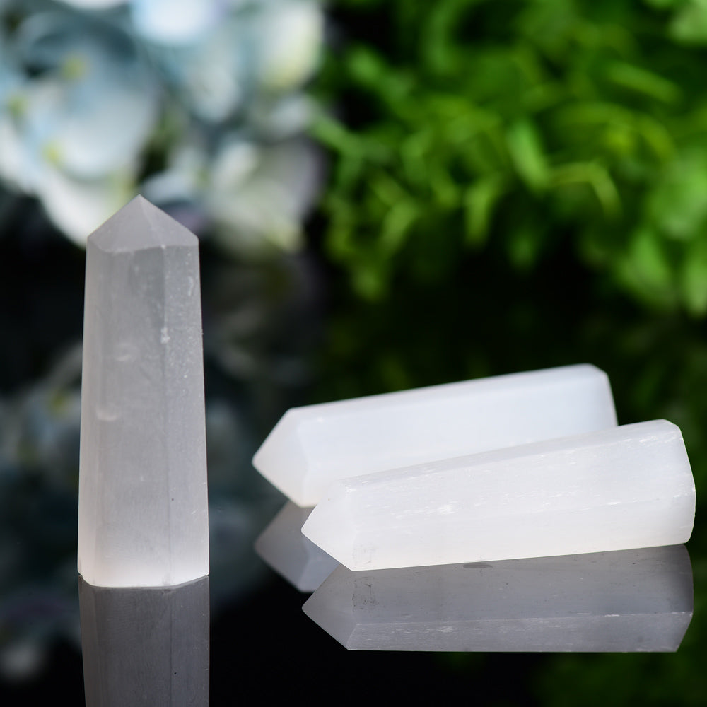 Set of 3 Selenite Towers Points Bag Bulk Best Crystal Wholesalers