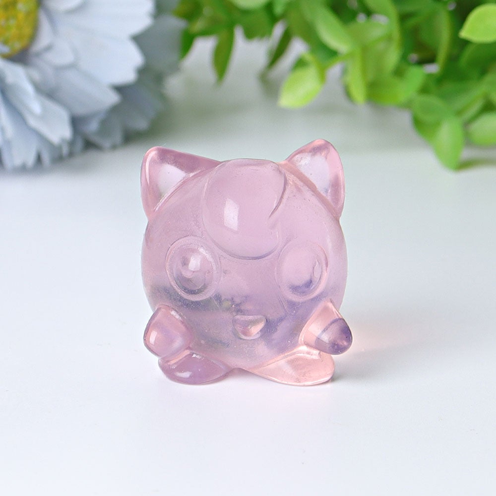 1.6" Pink Opalite Jiggly Puff Crystal Carvings Cartoon Bulk Best Crystal Wholesalers