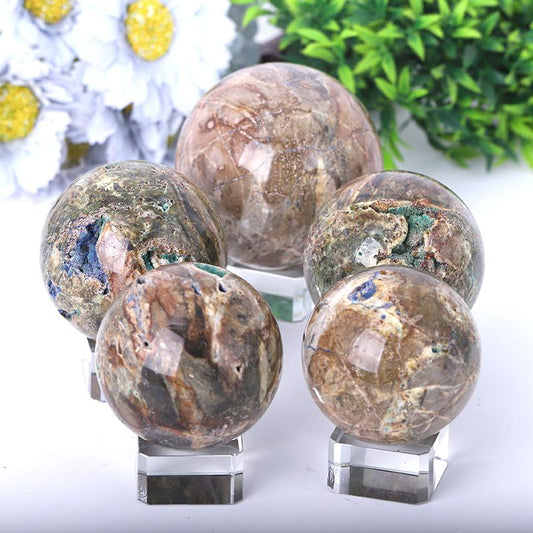 2.0"-4.0" Azurite Druzy Sphere Best Crystal Wholesalers