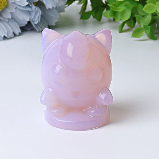 2.2" Pink Opalite Jiggly Puff Crystal Carvings Cartoon Bulk Best Crystal Wholesalers