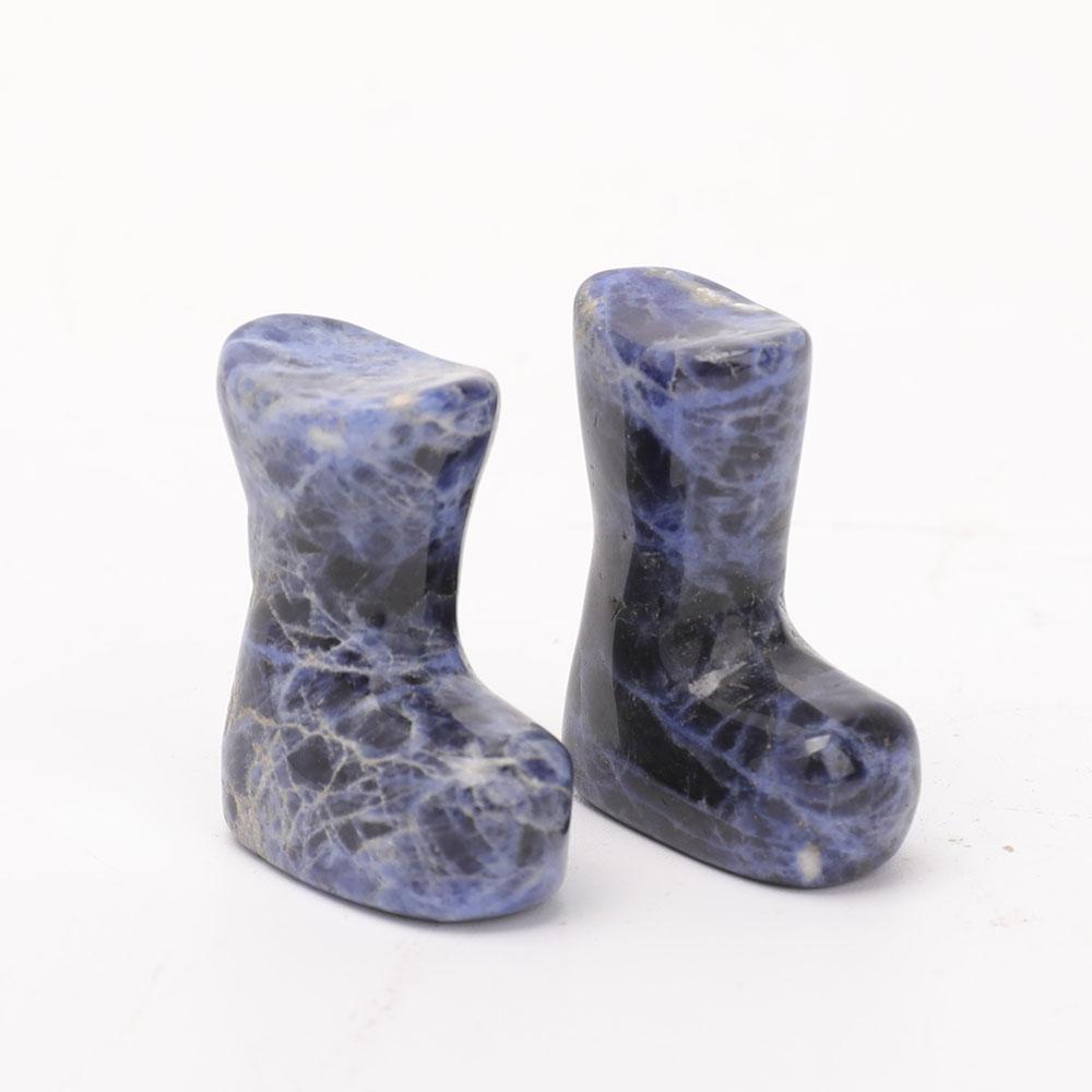 1.5" Set of 2 Sodalite Christmas Boots Carvings