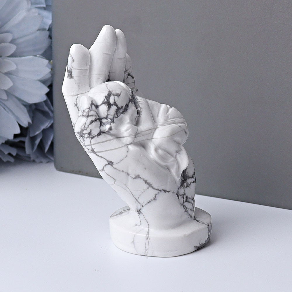 3" Howlite Hand with Sleeping Kid Crystal Carvings Model Bulk Best Crystal Wholesalers