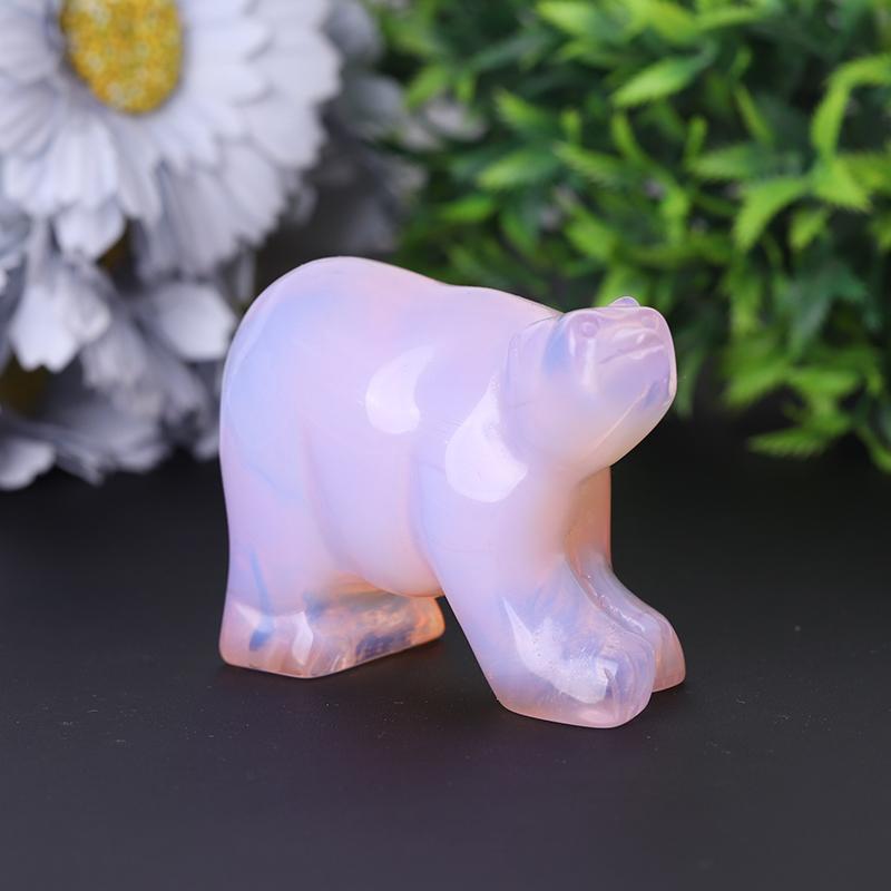 3" Pink Opal Bear Carving for Collection Crystal Gift Animal Bulk Best Crystal Wholesalers