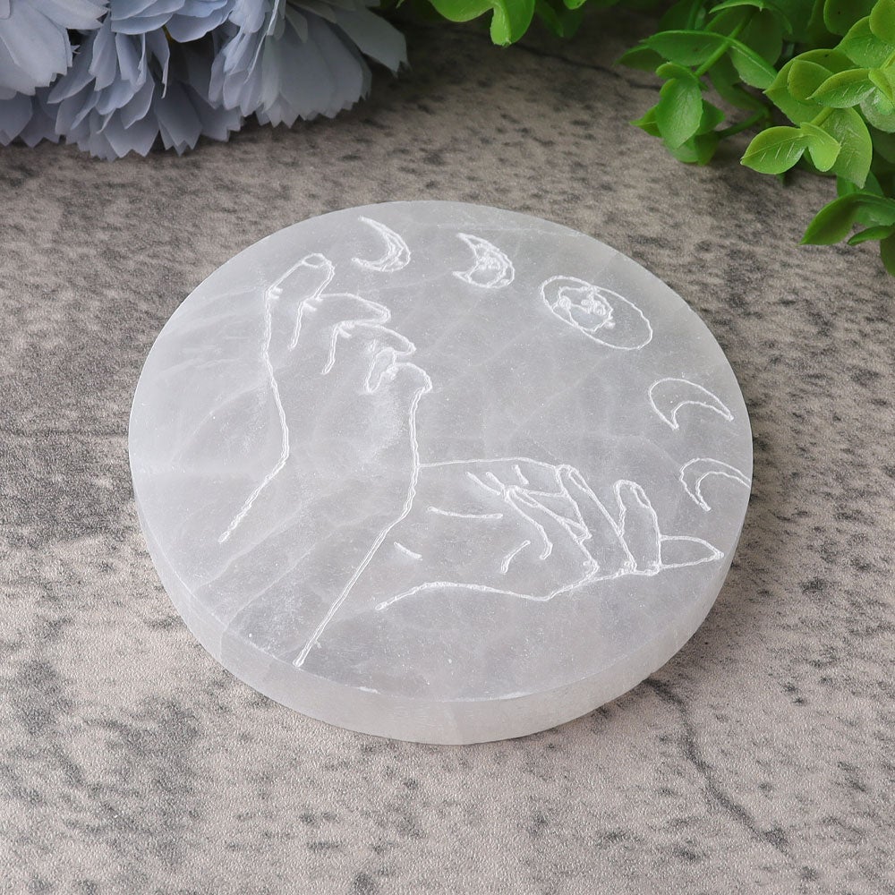 4" Selenite Plate with Printing Best Crystal Wholesalers