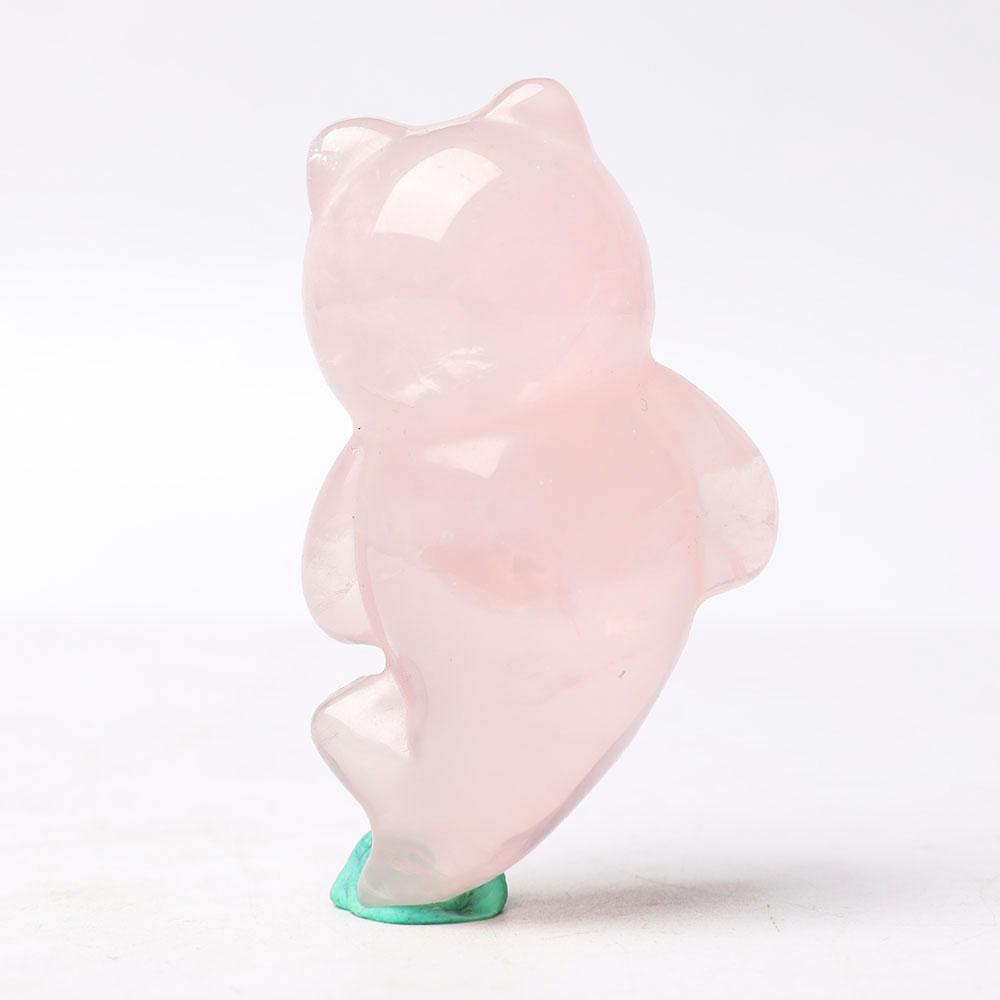 Rose Quartz Bear With Beauty Tail Crystal Carvings Animal Cartoon Bulk Best Crystal Wholesalers