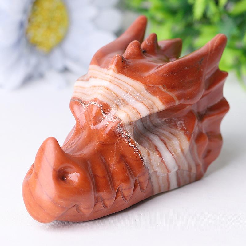 3" Red Jasper Dragon Head Crystal Carvings Best Crystal Wholesalers