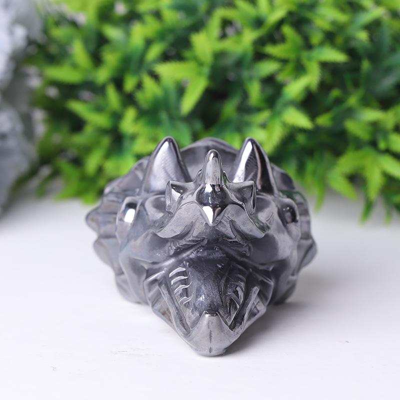 3.5" Terahertz Dragon Head Crystal Hematite Carvings Best Crystal Wholesalers