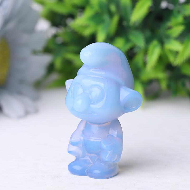 2" Blue Opalite Smurfs Crystal Carvings Cartoon BulkBest Crystal Wholesalers