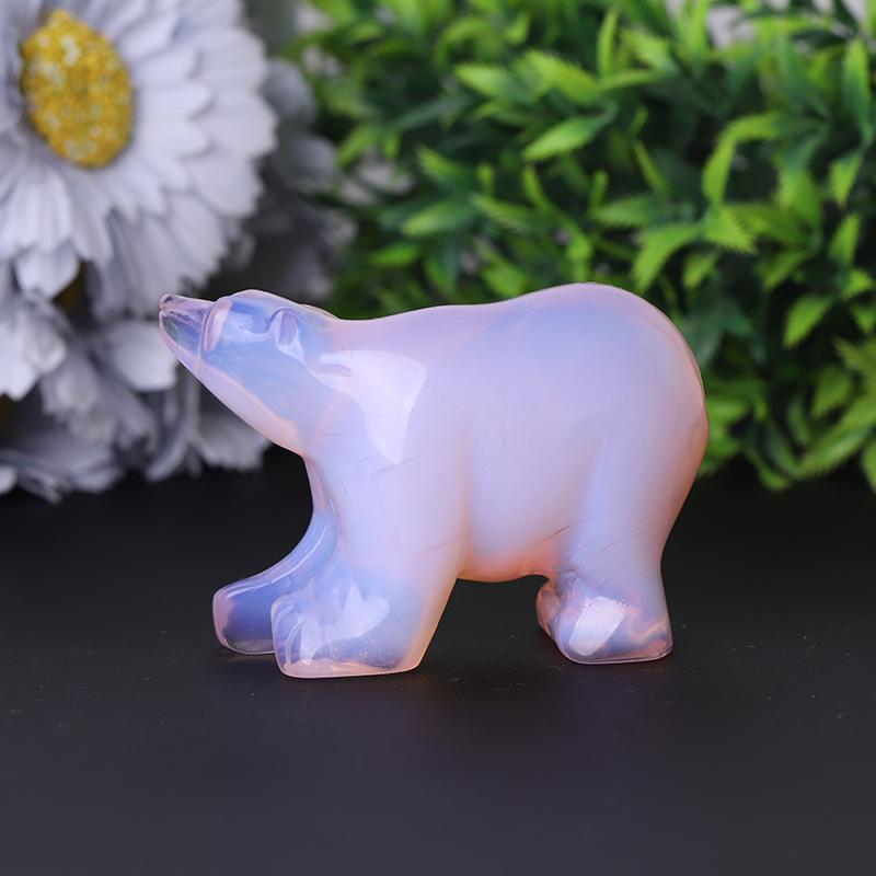 3" Pink Opal Bear Carving for Collection Crystal Gift Animal Bulk Best Crystal Wholesalers