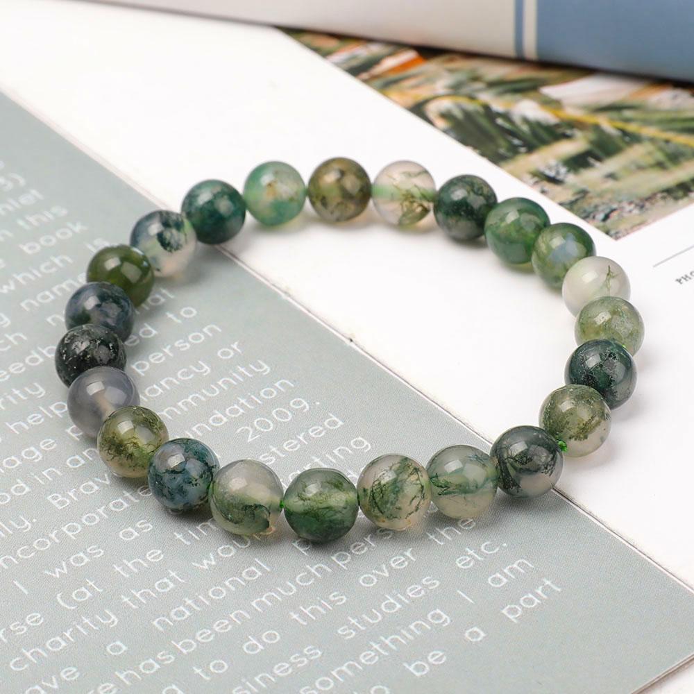 8mm Moss Agate Bracelet Best Crystal Wholesalers