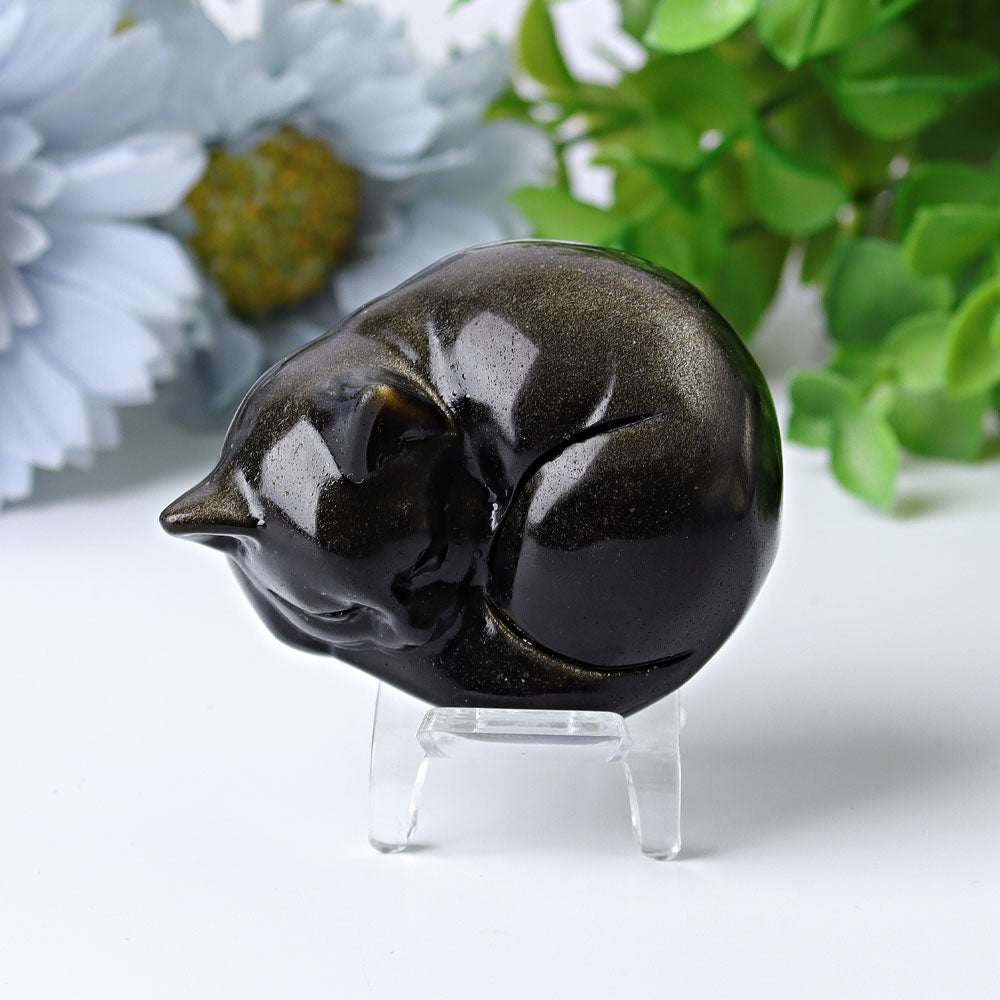 2.3" Sleeping Cat Crystal Carvings Best Crystal Wholesalers