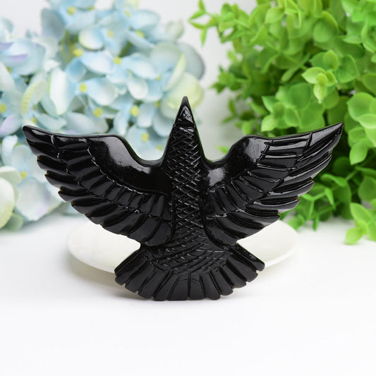 6.0" Black Obsidian Bird Crystal Carving Bulk WholesaleBest Crystal Wholesalers