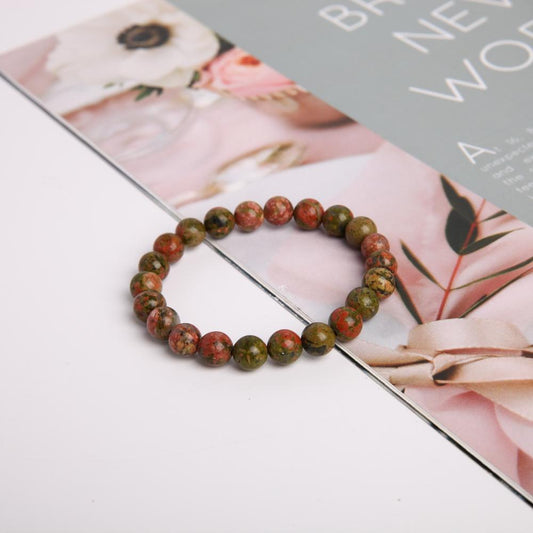 8mm Unakite Crystal Bracelet