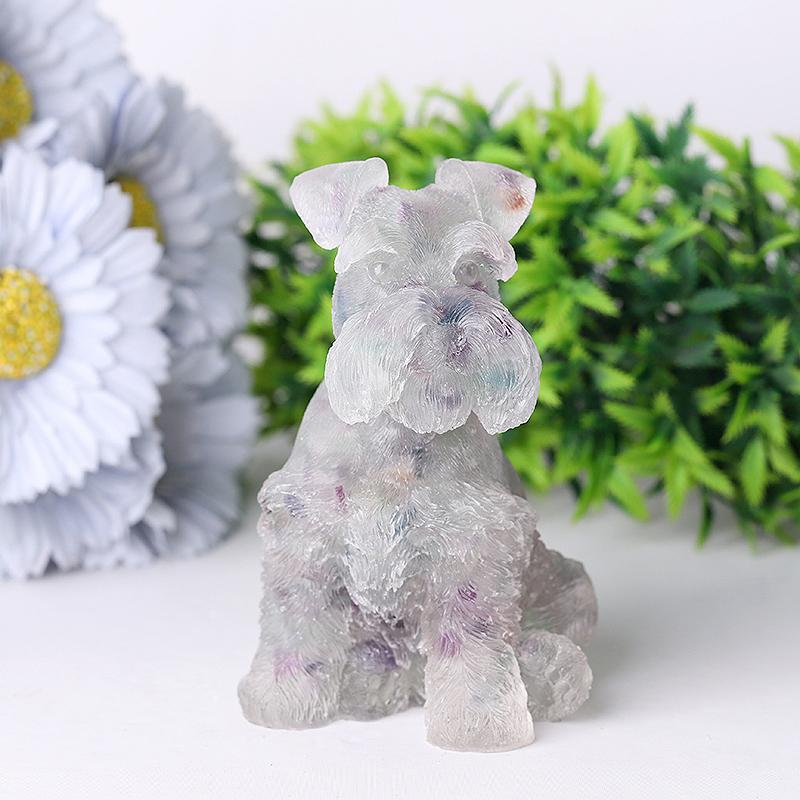 4.2" Crystal Chips Resin Schnauzer Carving for Decoration Best Crystal Wholesalers