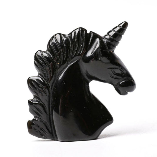 2.0" Black Obsidian Unicorn Crystal Carvings Animal Bulk Best Crystal Wholesalers