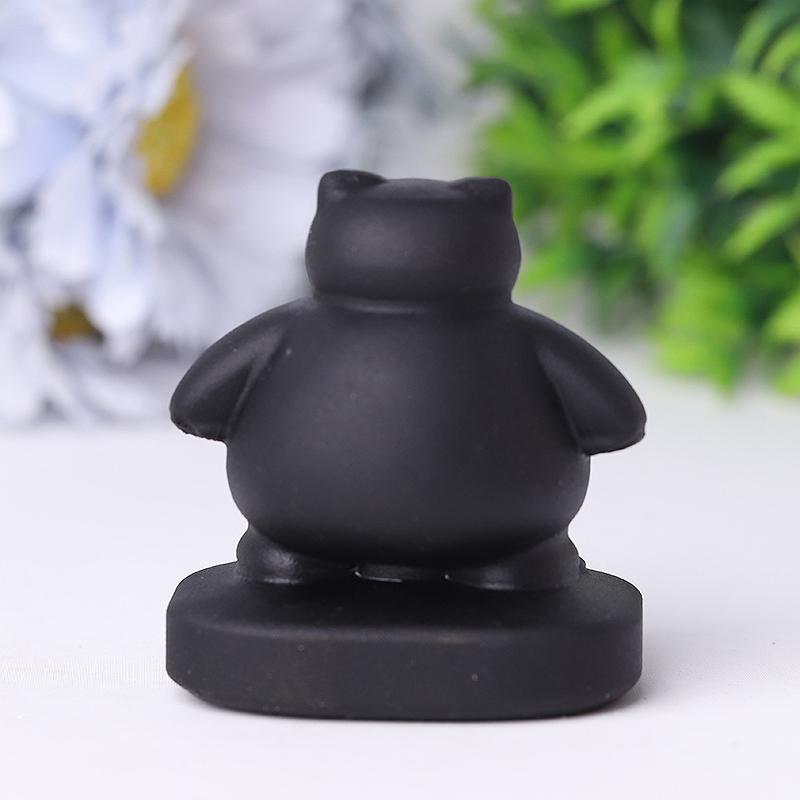 2" Black Obsidian Snorlax Crystal Carvings Cartoon Bulk Best Crystal Wholesalers