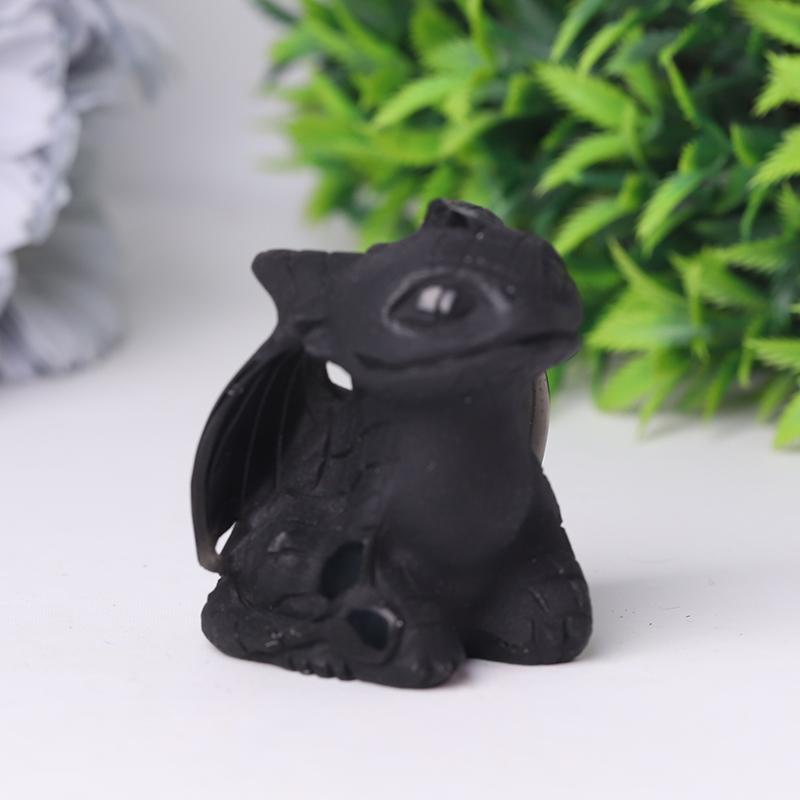 Black Obsidian Toothless Crystal Carvings Cartoon Bulk Best Crystal Wholesalers