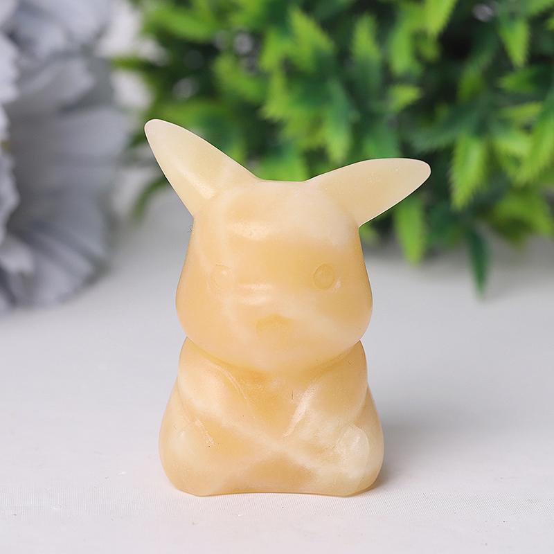 2" Orange Calcite Pikachu Crystal Carvings Best Crystal Wholesalers