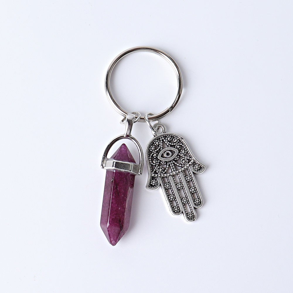 2.5“ Double Terminated Point with Devil's Eye Hand Key Chain for DIY Best Crystal Wholesalers