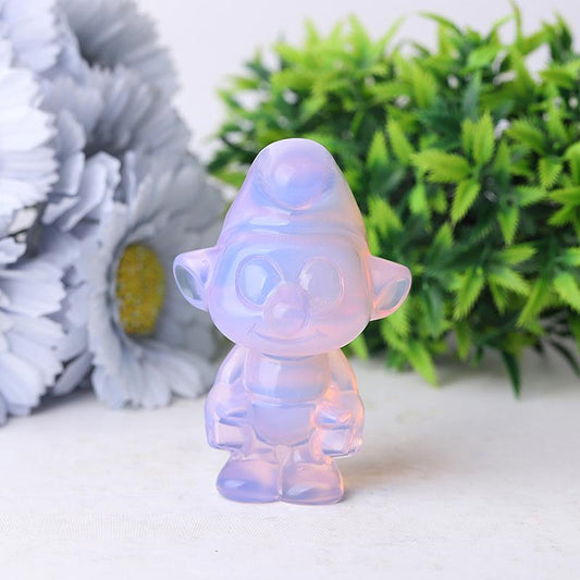 3.18" Pink Opalite Smurfs Crystal Carvings Cartoon Bulk Best Crystal Wholesalers