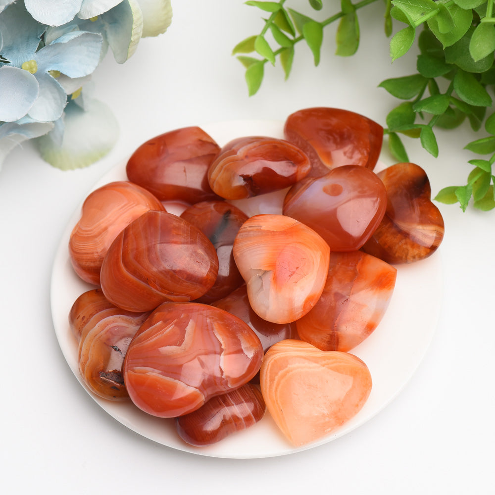 1.2"-1.5" Carnelian Heart Crytsal Carving Palm Stone Bag Bulk WholesaleBest Crystal Wholesalers