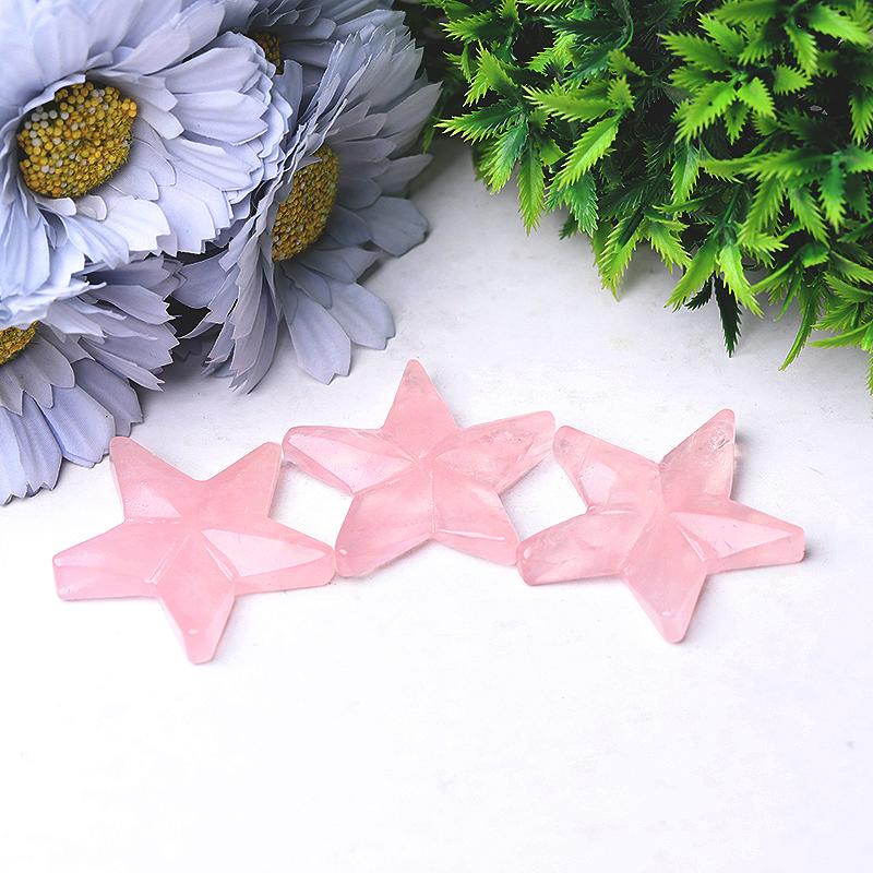 2" Rose Quartz Star Crystal Carvings Best Crystal Wholesalers