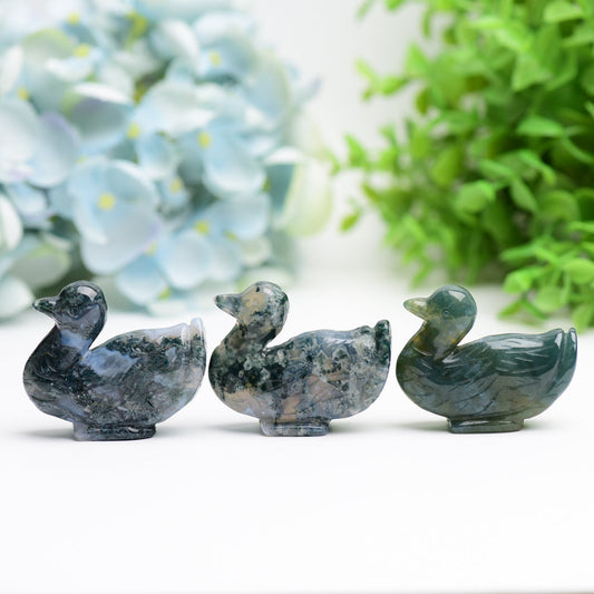 2.1" Moss Agate Duck Animal Crystal Carving Bulk Best Crystal Wholesalers