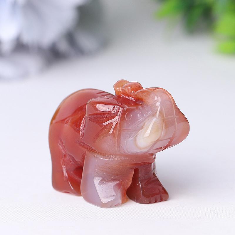 2" Wholesale Natural High Quality Beautiful Hand Carved Carnelian Elephant Crystal Figurine For Decoration Animal Bulk