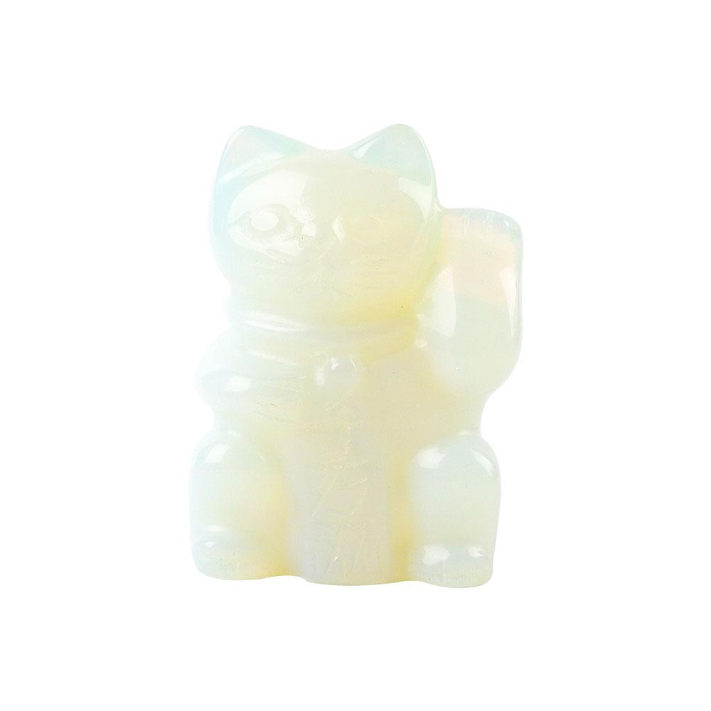 2" Opalite Crystal Carving Lucky Cat Animal Bulk Best Crystal Wholesalers