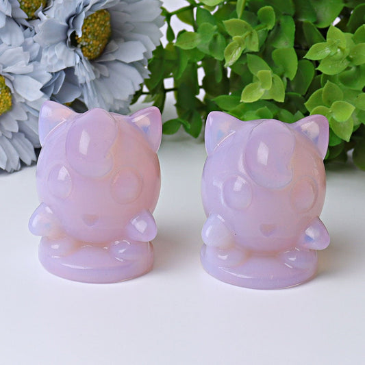 2.2" Pink Opalite Jiggly Puff Crystal Carvings Cartoon Bulk Best Crystal Wholesalers