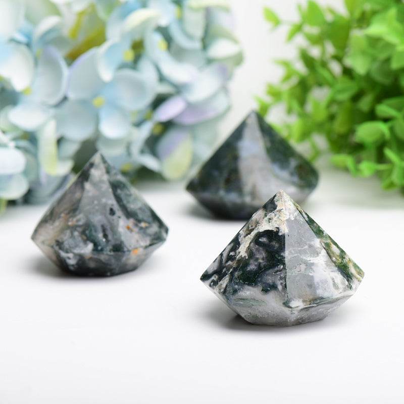 2.2" Moss Agate Diamond Crytsal Carving Model Buk Crystal wholesale suppliers