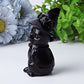 3.5" Black Obsidian Cat with Witch's Hat Crystal Carvings Best Crystal Wholesalers