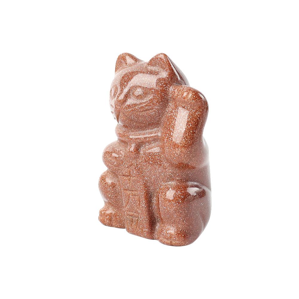 2" Gold Sandstone Crystal Carving Animal Bulk Lucky Cat Best Crystal Wholesalers