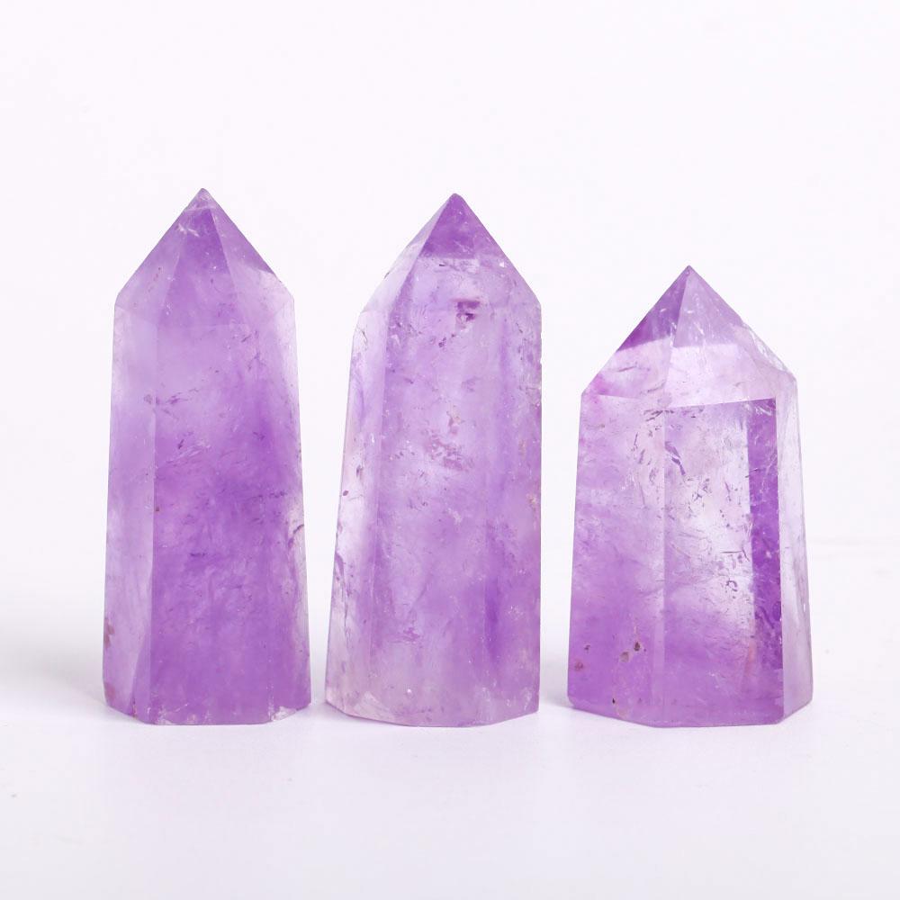 Set of 3 Amethyst Crystal Towers Points Bulk Best Crystal Wholesalers