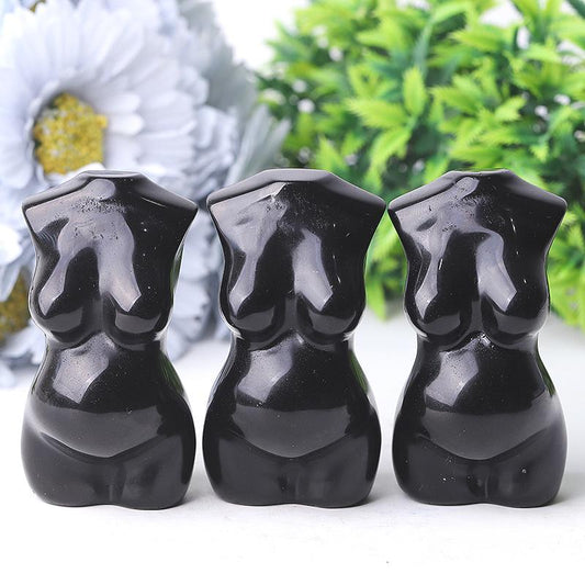 3" Black Obsidian Pregnant Woman Body Crystal Carvings Best Crystal Wholesalers