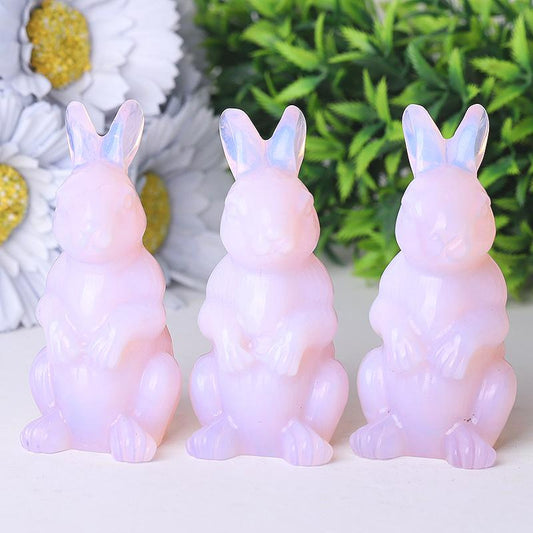 3.3" Pink Opalite Rabbit Crystal Carvings Best Crystal Wholesalers