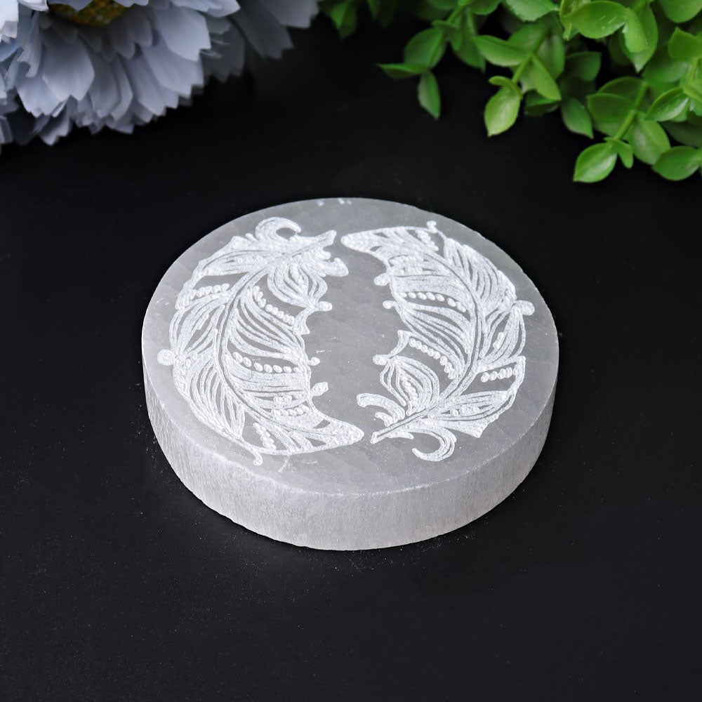 3.2" Selenite Coaster with Printing Best Crystal Wholesalers