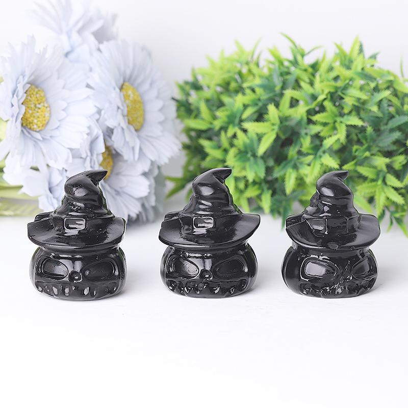 2.2" Black Obsidian Pumpkin Crystal Carvings for Halloween Best Crystal Wholesalers