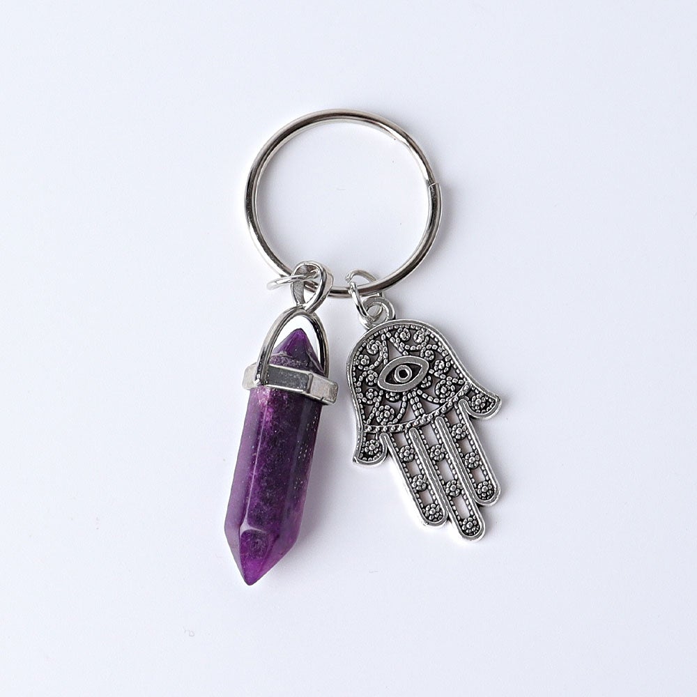 2.5“ Double Terminated Point with Devil's Eye Hand Key Chain for DIY Best Crystal Wholesalers