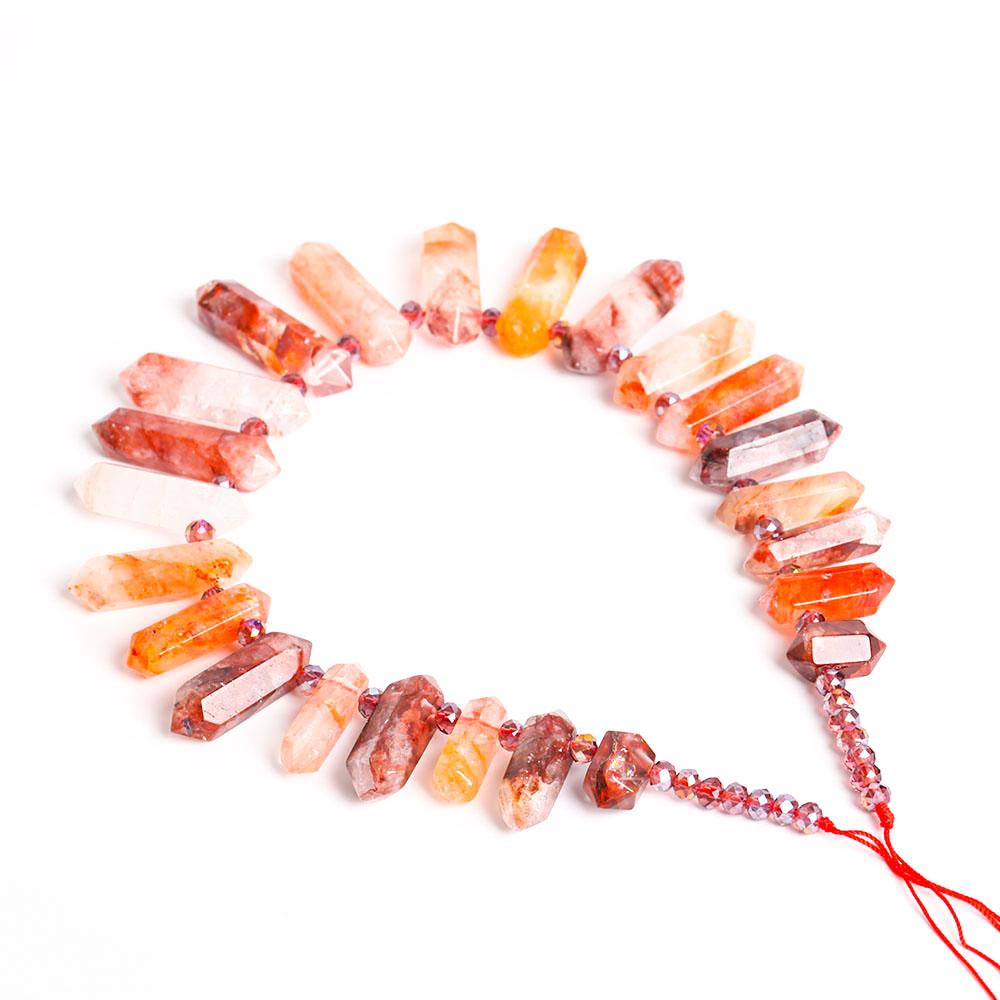 Fire Quartz Crystal Point Chain String for DIY