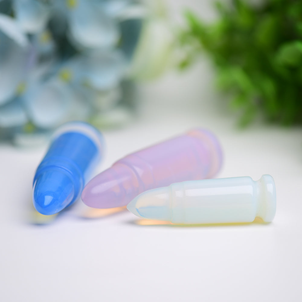 2.0"-2.7" Blue Pink Opalite Bullet Crystal Carving Model Bulk Best Crystal Wholesalers