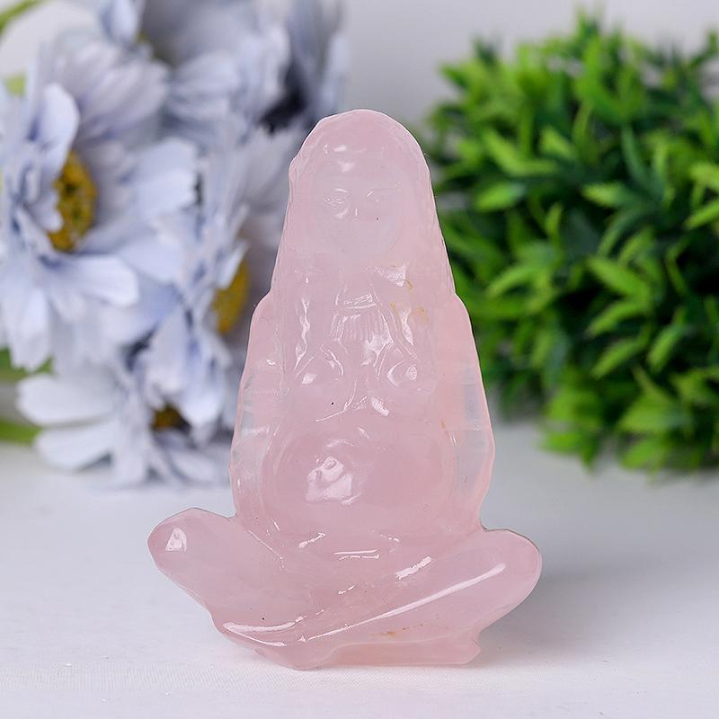 3.9" Rose Quartz Mother Earth Crystal Carvings Model Bulk Best Crystal Wholesalers