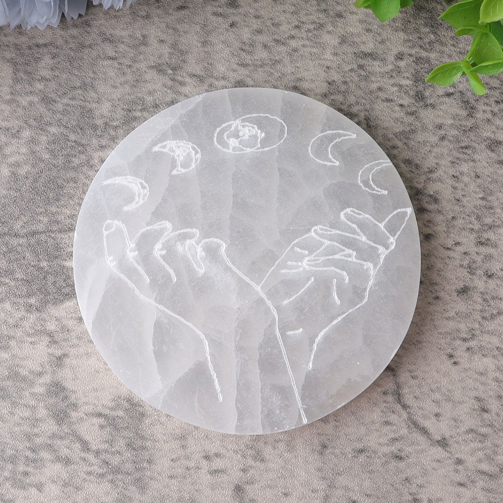 4" Selenite Plate with Printing Best Crystal Wholesalers